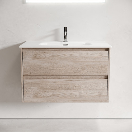 Тумба под раковину Sancos Libra 80 LB80EG подвесная Дуб галифакс натуральный МДФ / ЛДСП