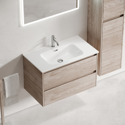 Тумба под раковину Sancos Libra 80 LB80EG подвесная Дуб галифакс натуральный МДФ / ЛДСП