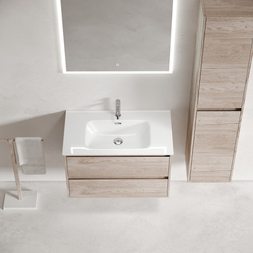 Тумба под раковину Sancos Libra 80 LB80EG подвесная Дуб галифакс натуральный МДФ / ЛДСП