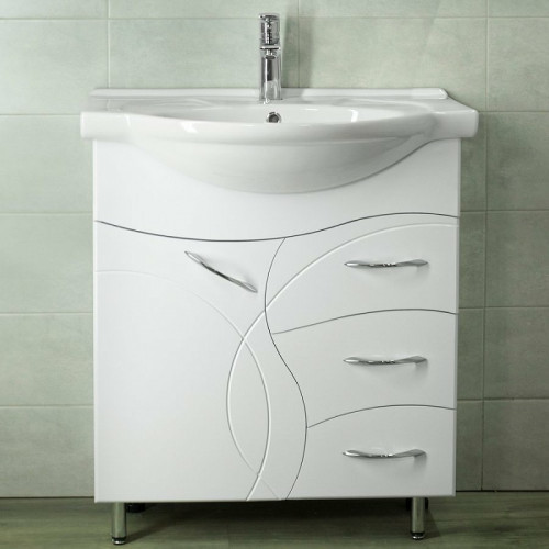 Тумба под раковину Style Line Амелия 75 ЛС-00002281 Белый глянец МДФ / ЛДСП