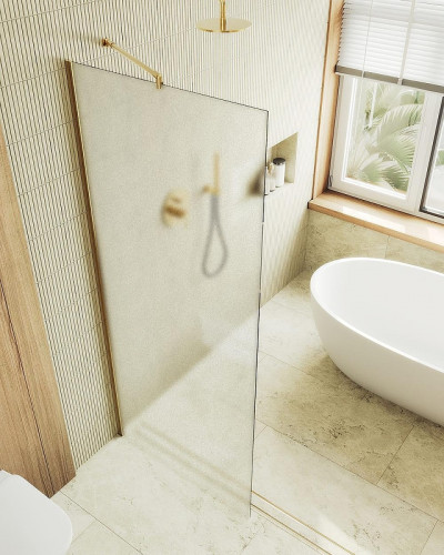 Душевая перегородка Maybah Glass MGD-688-3ш 1190х1950 в широком профиле Золото стекло сатиновое