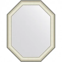 Зеркало Evoform Octagon 94x74 BY 7445 в багетной раме - Белая кожа с хромом 78 мм стекло