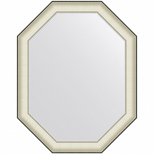 Зеркало Evoform Octagon 94x74 BY 7445 в багетной раме - Белая кожа с хромом 78 мм стекло