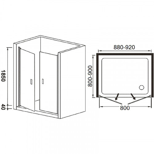 Душевая дверь в нишу River Suez 90 МТ 10000001536 профиль Матовый хром стекло матовое