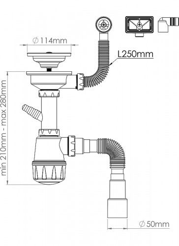 Сифон для кухонной мойки EWRIKA 5049860 цвет Белый