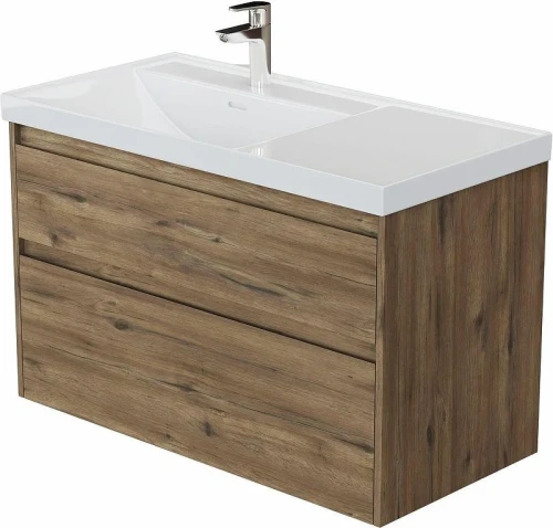 Тумба с раковиной Aquanet Nova Lite 2.0 90 L 365923 подвесная цвет Дуб рустикальный