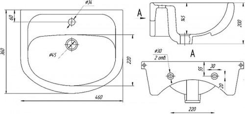 Тумба с раковиной DIWO Дмитров 47 1110102 цвет Графит