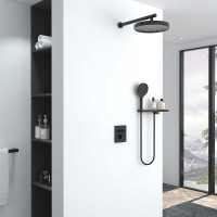 Душевая система Vincea Inspire VSFW-3I21MT2RMB с термостатом Черная матовая латунь встраиваемый