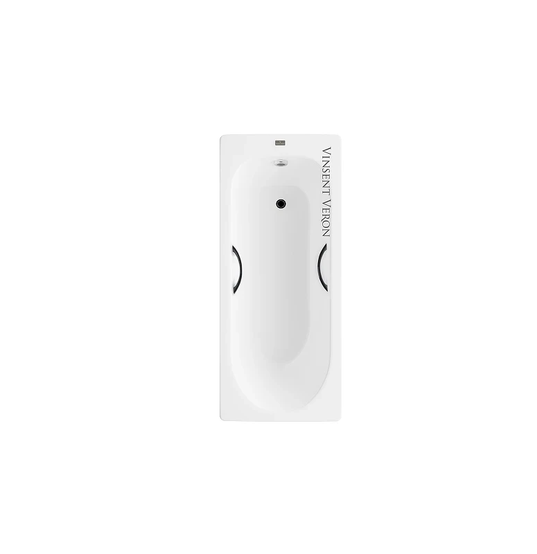 Чугунная ванна Vinsent Veron Soissons 170x70 VCN1707042H/VH0015BL цвет Белый с дугообразными черными матовыми ручками