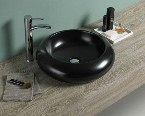 Раковина-чаша CeramaLux 49 7031AMB Черная фаянс накладная