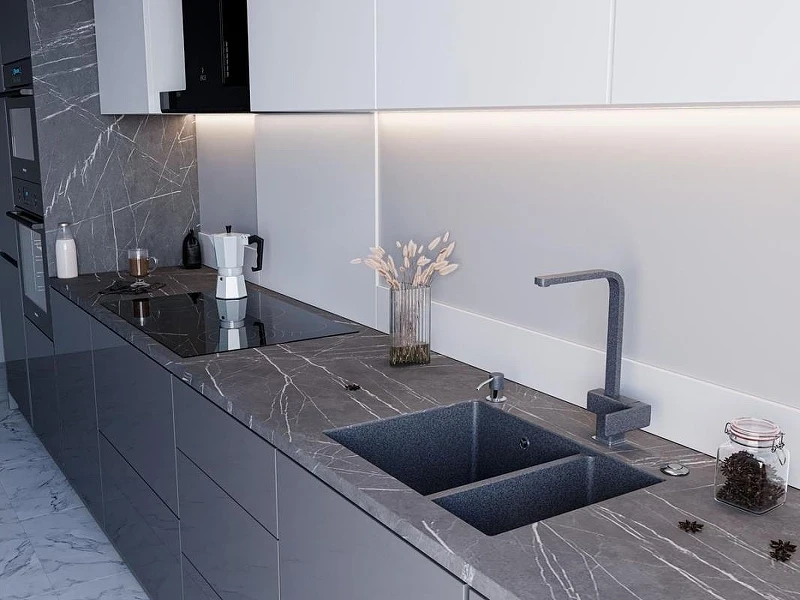 Кухонная мойка Emar Quartz 66,5 EMQ-2665.PL цвет Антрацит