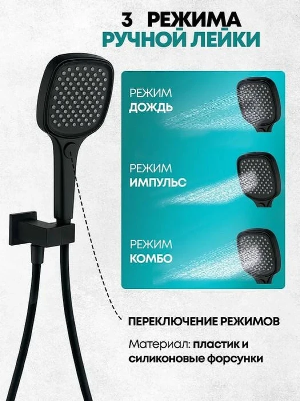Душевая система Grocenberg GB5040BL с термостатом Черная матовая