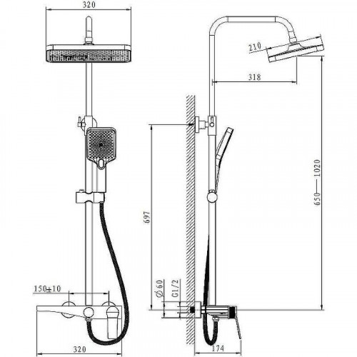 Душевая система Belz B572-7 B24572-7 Черная матовая