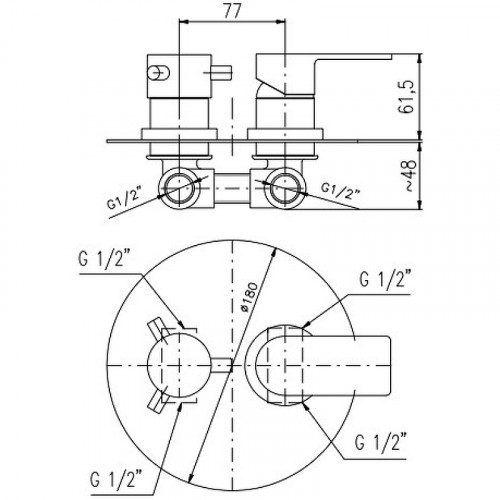 Смеситель для душа Rav Slezak Vltava VT486KCMATZ Черный матовый Золото латунь встраиваемый