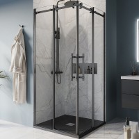 Душевой уголок BelBagno Marino 100x100 MARINO-A-2-100-C-NERO профиль Черный матовый стекло прозрачное