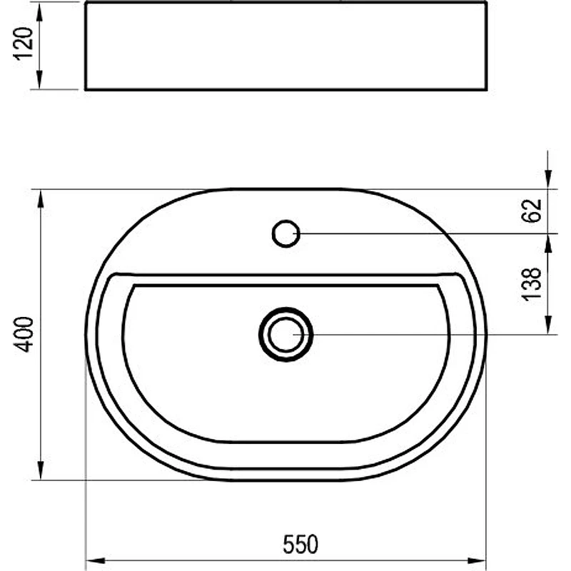 Раковина Ravak Ceramic Slim Shelf O 55 XJX01155003 Белая накладная