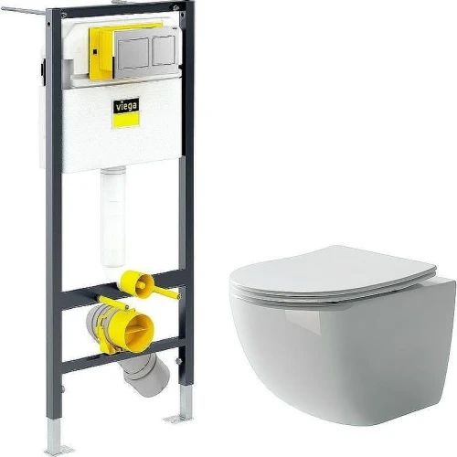 Унитаз с инсталляцией Ceramicanova Forma CN3009 + Viega Prevista Dry 8524.14 792596 с сиденьем Микролифт и клавишей смыва Хром