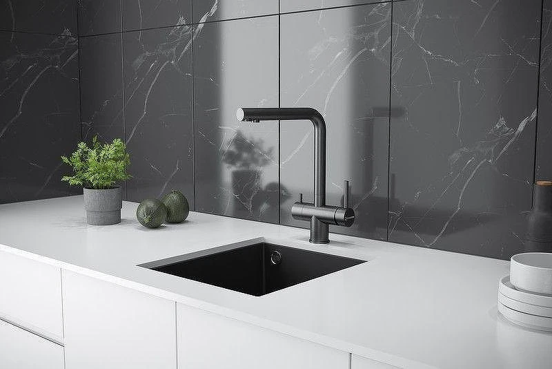 Смеситель для кухни KUCHENSTERN FOKUS-FS 401GM40 цвет Вороненая сталь