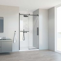 Душевая дверь Vincea Como Soft 130 VDS-1CS130CLGM профиль Вороненая сталь стекло прозрачное