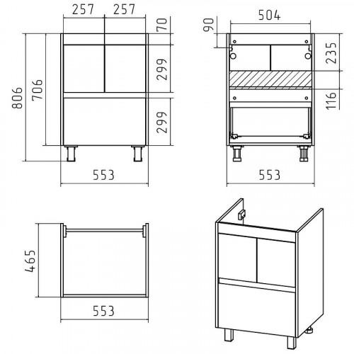 Тумба с раковиной Misty Алиса 58 УТ000011236 Белая