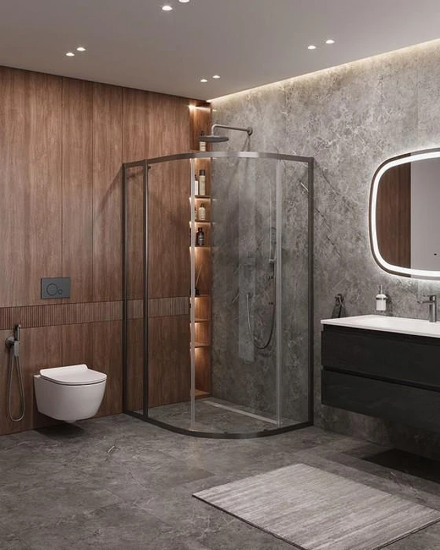 Душевой уголок Cezares Molveno 120x90 MOLVENO-RH-1-120/90-C-GM-IV профиль Оружейная сталь стекло прозрачное