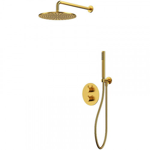 Душевая система Whitecross Y brushed gold YSET08GLB с термостатом Брашированное золото латунь встраиваемый