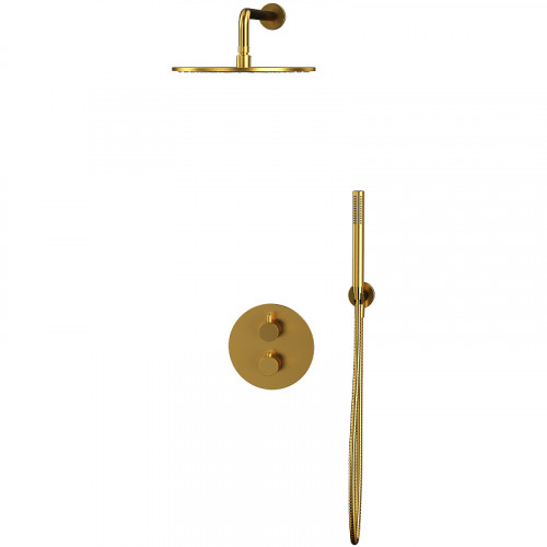 Душевая система Whitecross Y brushed gold YSET08GLB с термостатом Брашированное золото латунь встраиваемый