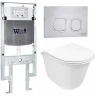 Комплект унитаза с инсталляцией WeltWasser AMBERG 497 ST + TELBACH 004 GL-WT + AMBERG RD-MT CR 10000006765 цвет Белый глянцевый с сиденьем Микролифт и клавишей смыва цвет Хром матовый