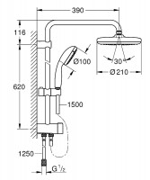 Душевая система Grohe Tempesta System 210 26381001 Хром латунь на стену