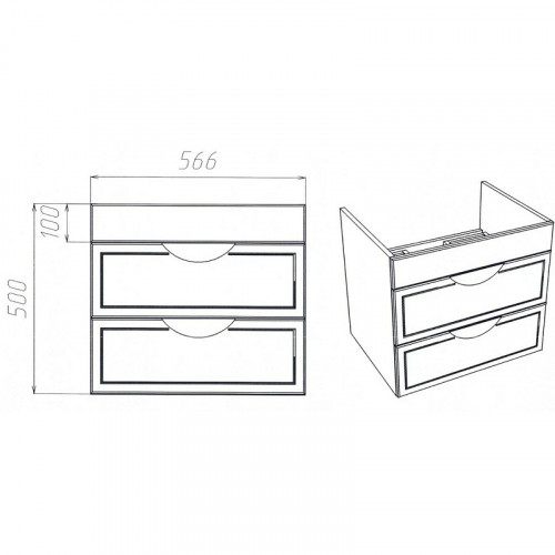 Тумба под раковину VIANT Лима 60 VLIM60CO-T2YP подвесная Белая МДФ / ЛДСП