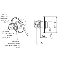Смеситель для душа Remer Minimal N30L Хром латунь встраиваемый