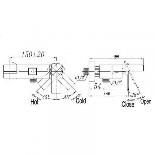 Смеситель для ванны Bronze de Luxe Grani TB980 Хром латунь на стену