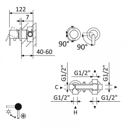 Смеситель для душа Cezares Leaf LEAF-VDIM3-SS Sunset латунь встраиваемый