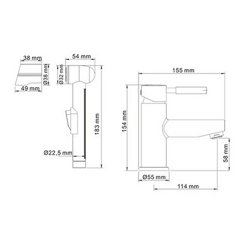 Смеситель для раковины WasserKRAFT Main 4108 с гигиеническим душем Хром латунь