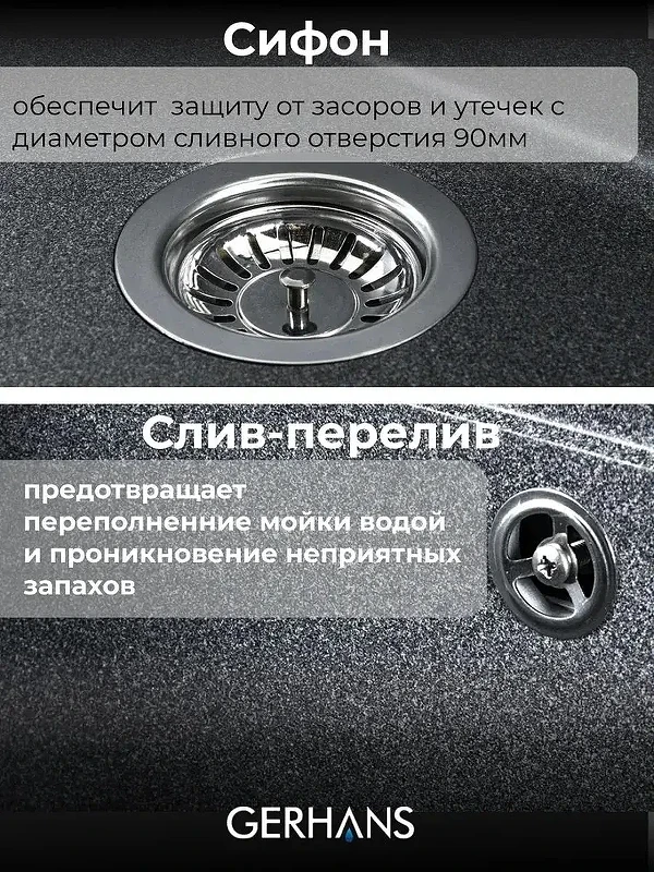 Кухонная мойка Gerhans 41 A10-24/311-11-24 цвет Графит