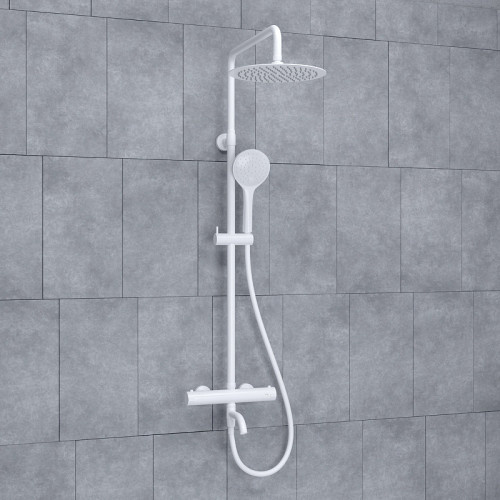 Душевая система WasserKRAFT A188.257.155.WM Thermo с термостатом Белая матовая латунь на стену