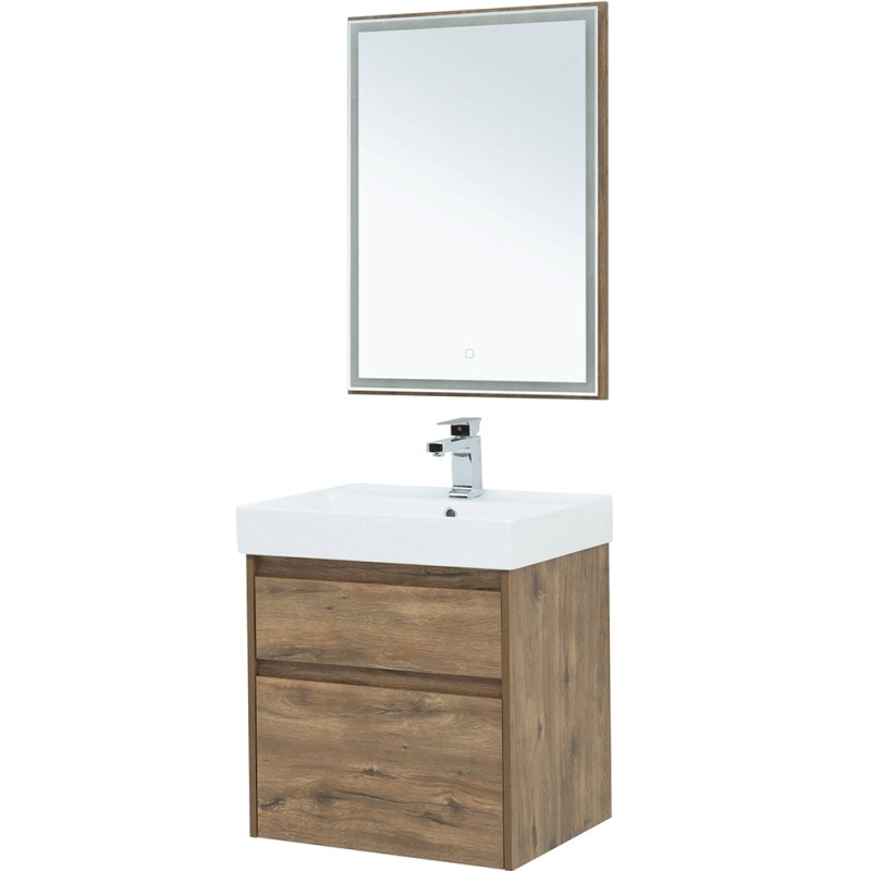 Зеркало Aquanet Nova Lite 60 249510 с подсветкой Дуб рустикальный МДФ / ЛДСП, стекло