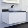 Тумба с раковиной Comforty Марсель 90 00-00013795 подвесная Белая матовая Калакатта Блэк МДФ / ЛДСП