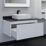 Тумба с раковиной Comforty Марсель 90 00-00013795 подвесная Белая матовая Калакатта Блэк МДФ / ЛДСП