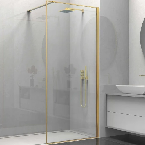 Душевая перегородка Vincea Walk-In 80 VSW-1HS800CLG профиль Брашированное золото стекло прозрачное