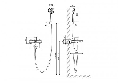 Смеситель для ванны Aquatek Оберон AQ1249BG цвет Золото шлифованное