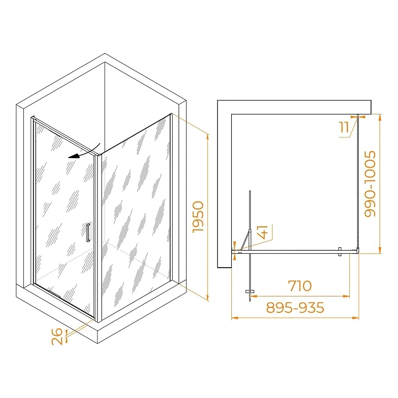 Душевой уголок RGW Stilvoll 90x100 703214590-11 профиль цвет Хром стекло прозрачное