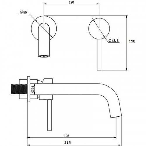 Смеситель для раковины Bronze de Luxe Scandi 14511C Хром латунь встраиваемый