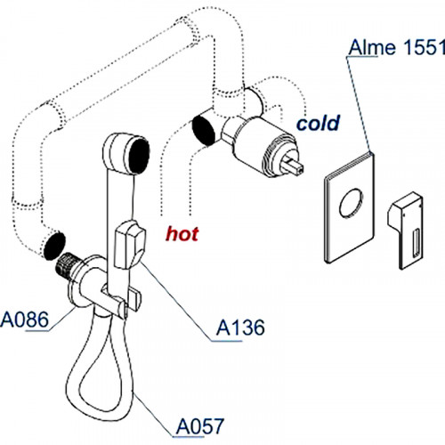 Гигиенический душ со смесителем WasserKRAFT Alme A15157 Хром латунь на стену