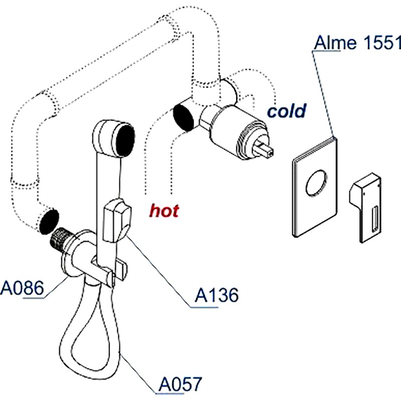 Гигиенический душ со смесителем WasserKRAFT Alme A15157 Хром латунь на стену