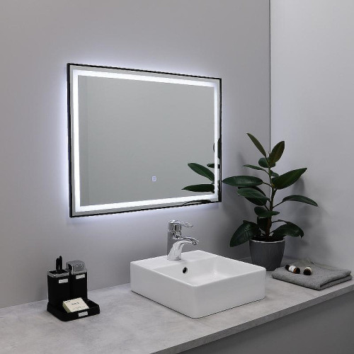 Зеркало Fixsen Led 120х80 FX-2120B с подсветкой Черное с сенсорным выключателем и диммером