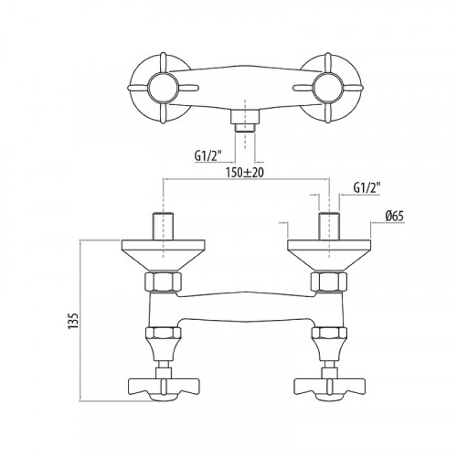 Смеситель для душа TW London TW1707517COcr Хром на стену
