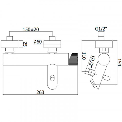 Смеситель для ванны Paffoni Jo JO022CR Хром латунь на стену