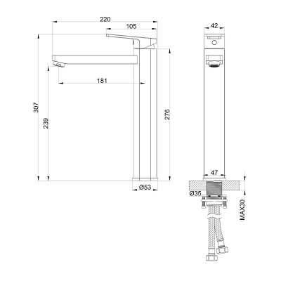 Смеситель для раковины Wonzon &amp; Woghand Frame WW-88239010-MB цвет Черный матовый