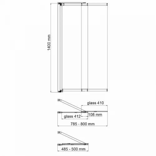 Шторка на ванну WasserKRAFT Dill 80 61S02-80 Fixed профиль Черный стекло прозрачное